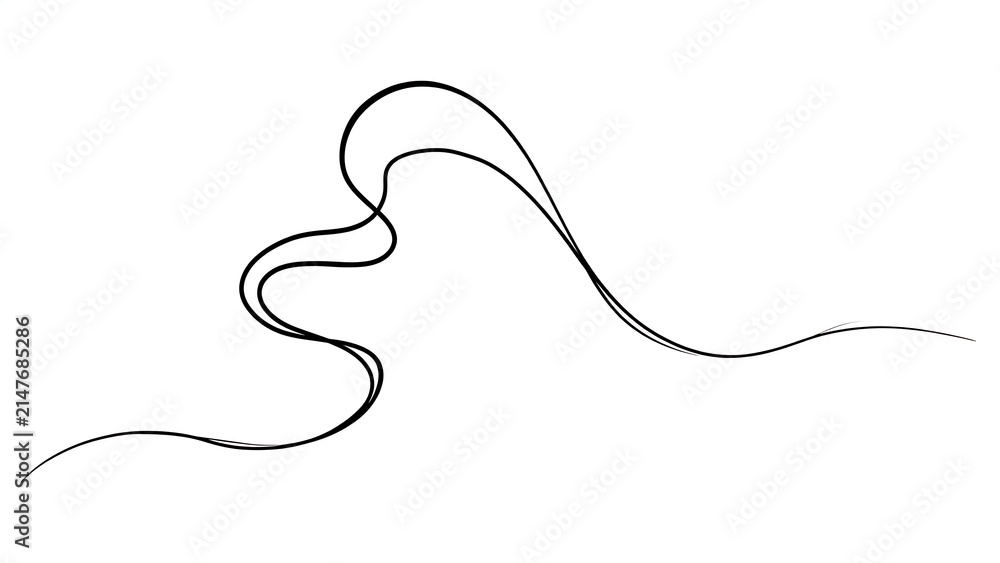Obraz premium Elegant flowing line art on white background.