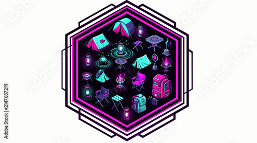 hexagon, icons, futuristic