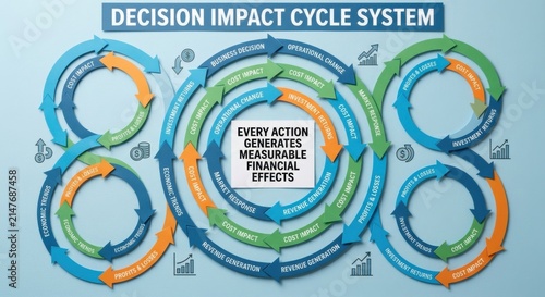 Decision Impact Cycle System Showing Business Processes and Financial Effects