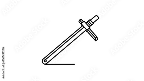 Simple black line art screwdriver white background.
