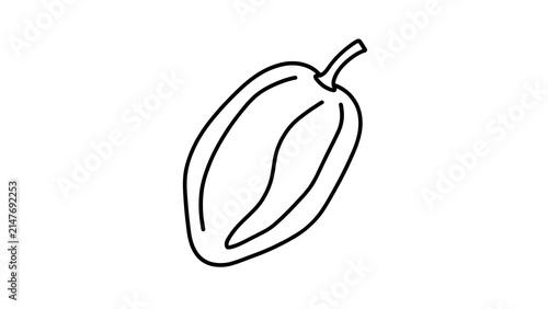 Simple pepper line drawing on white background.