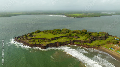 Vijaydurg Fort aerial view, Maharashtra 
Drone view of Vijaydurg Fort, India