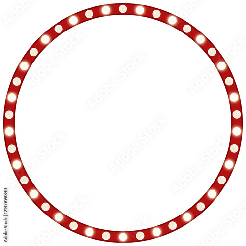 Retro Marquee Light Bulb Circle Frame Vector Illustration