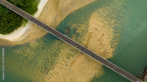 Konkan bridge aerial landscape
Drone view of coastal bridge, India