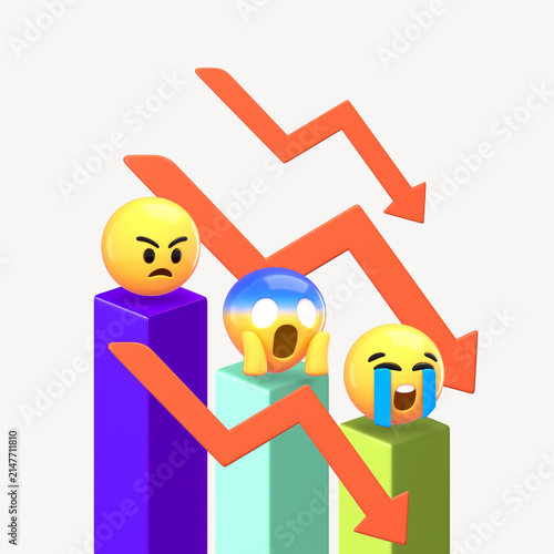 Konstfotografi Economic crisis, 3D emoticon illustration