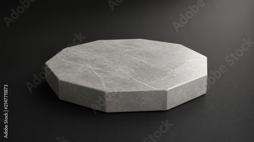 Grey Stone Octagonal Platform on Dark Surface