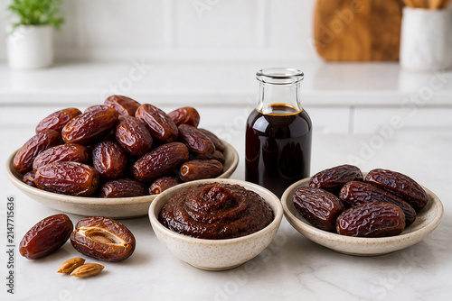 Date Processing into Date Paste, Date Syrup and Dried Dates, Natural Food Production Concept