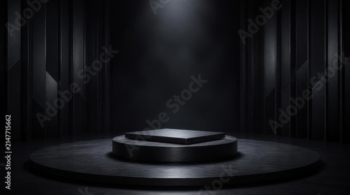 Dark Modern Stage Platform with Spotlight Centerpiece