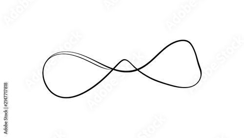 Infinity symbol line art on white background.