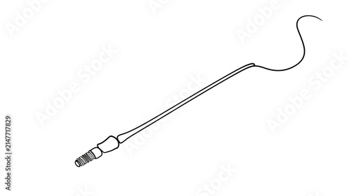Medical catheter with hook on white background.