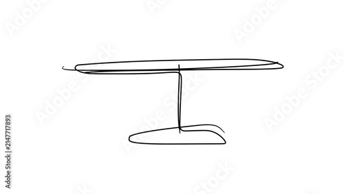 Minimalist line art airplane white background.