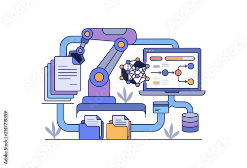 Robotic arm processing data on computer network connection