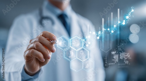Medical professional interacting with data visualization