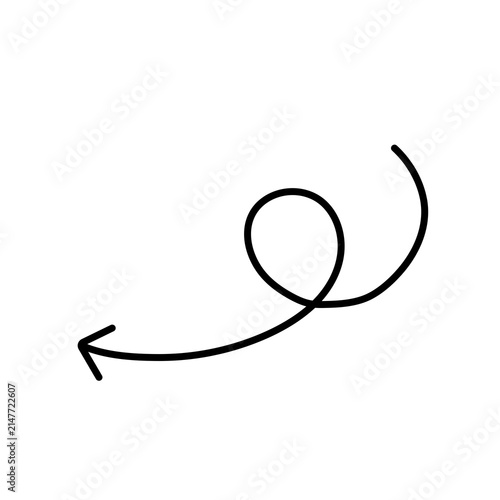 hand drawn curved arrow, swirl arrow, loop arrow, doodle arrow, sketch arrow, curved directional arrow, scribble arrow, spiral arrow, vector arrow icon, playful arrow