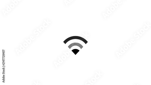 Minimalist wi-fi signal animation, wireless internet connectivity loading symbol on white background