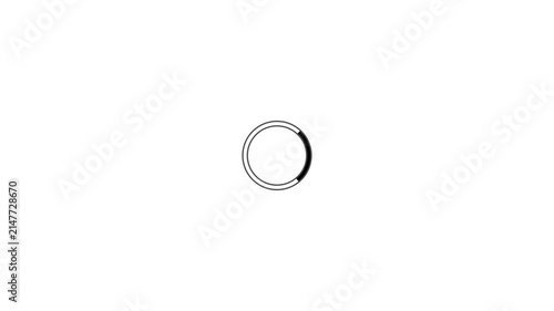 Minimalist circular loading spinner animation on white background, seamless progress indicator loop circle