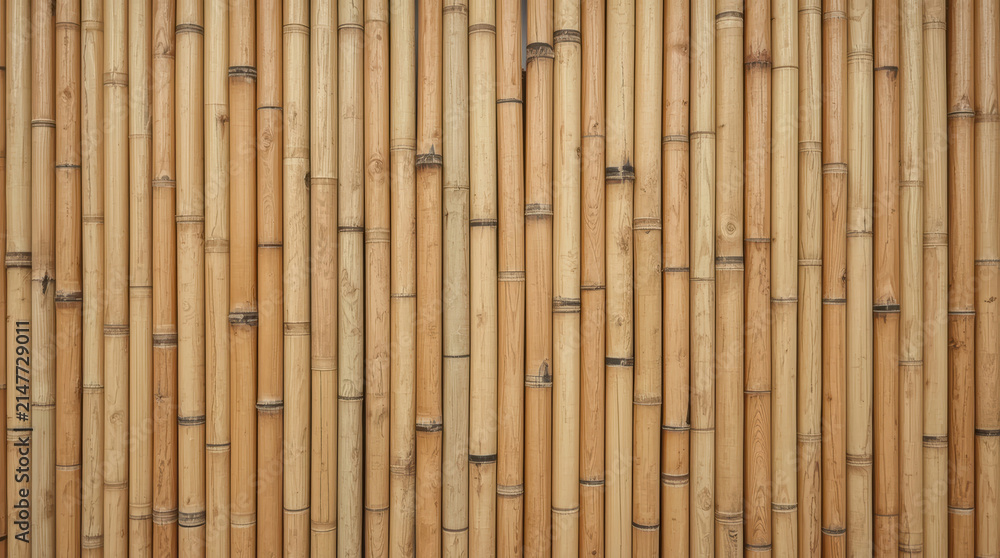 Obraz premium Woven bamboo texture background, natural beige pattern, minimalist wall surface