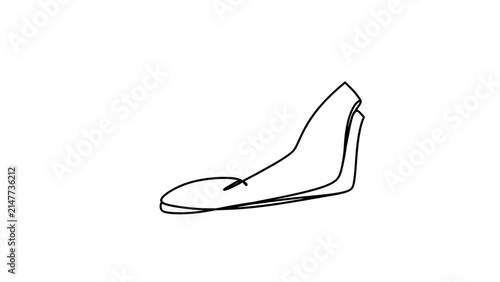 Simple black shoe outline illustration white background.