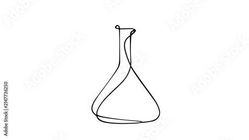 Simple line art flask on white background.