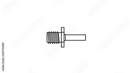 Threaded bolt and nut on white background.