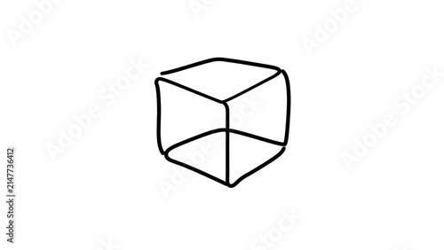 Wireframe cube illustration on white background.