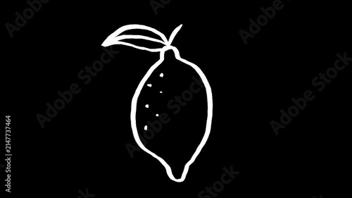 Lemon hand drawn animation, animated citrus fruit motion graphic illustration, tropical fresh lime organic food line art sketch doodle loop clip art