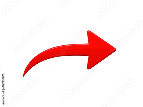 A single bright red curved arrow pointing to the right direction icon