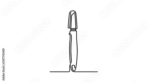 Minimalist pen illustration on white background.