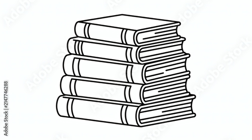Stack of books line art illustration with education concept text
