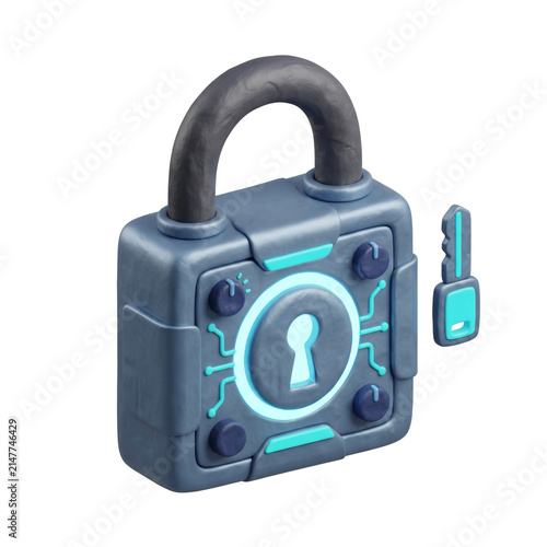 Digital padlock and key icon symbolizing online security and data protection