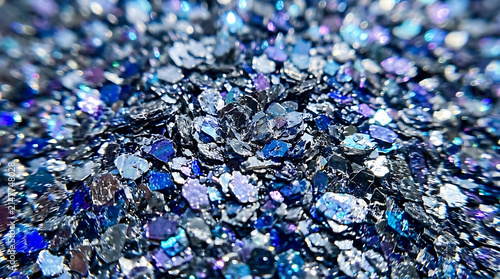Chunky Iridescent Blue and Purple Holographic Glitter Macro Texture