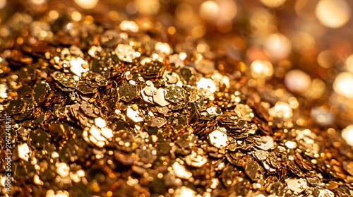 Luxurious Sparkling Gold Sequins Macro Texture Background for Festive Celebrations