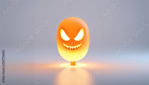 Mischievous glowing orange emoji face