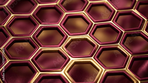 Render 3D abstracto de nodos hexagonales entrelazados en seda suave