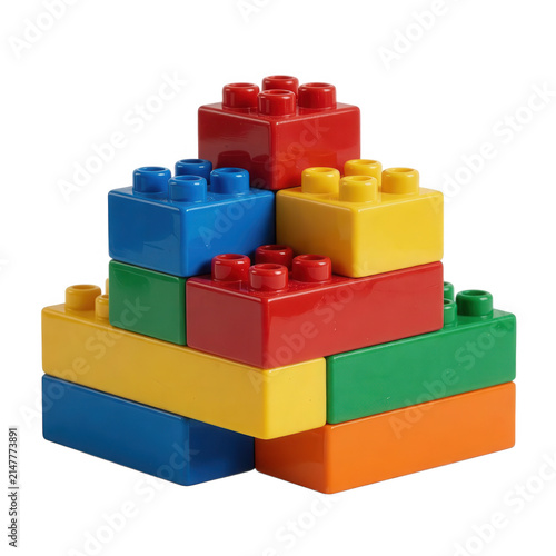 Colorful Lego Blocks Stacked Pyramid Transparent Background