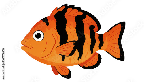 Orange Tiger Fish Isolated Transparent Background