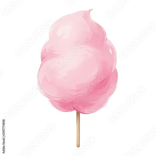 Pink Cotton Candy on Stick Transparent Background