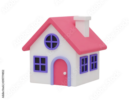 Pink House 3d Render Transparent Background