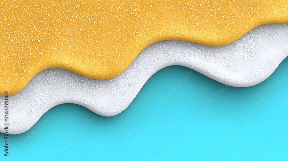 Fototapeta premium Abstract Wavy Layers in Yellow, White, and Turquoise with Speckled Texture