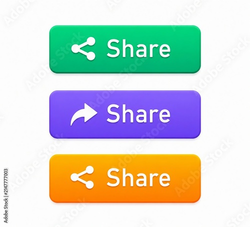 Modern share button icons set with different colors and arrows