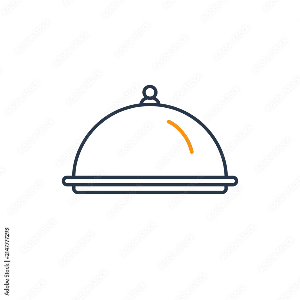 Fototapeta premium Simple food cloche icon for restaurant and catering service isolated on transparent background, Vector