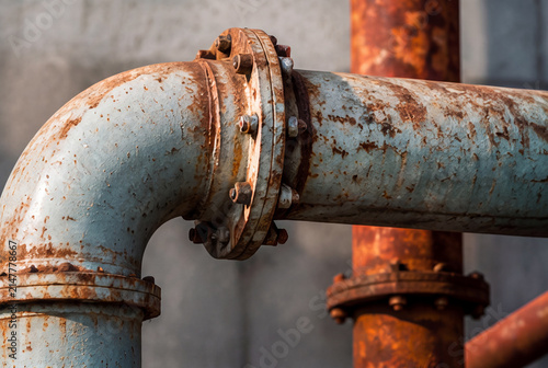 Aging Rusted Pipe Connection in Industrial Infrastructure
