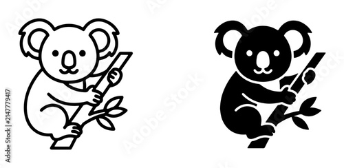 Canvas Print Cute Koala Vector Icons, Adorable Australian Animal Graphics, Simple Line Art an