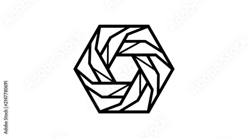 Abstract geometric hexagon vector illustration with spiral lines