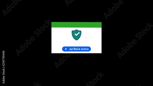Ad block active notification ui overlay for web browser security and privacy protection adblocker internet security