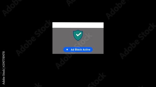 Ad block active notification ui overlay for web browsers and digital security concepts ad blocker advertisement