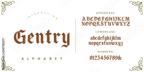 Принти на полотні Gentry vintage gothic display alphabet font for classic retro branding and desig