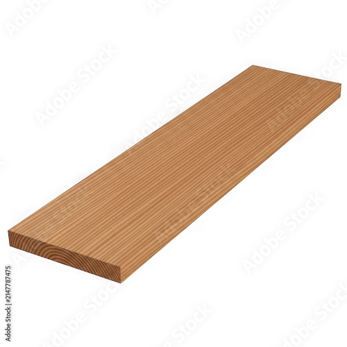 Single long rectangular piece of brown wood board with natural texture isolated on transparent background , PNG