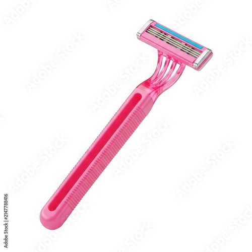 Pink disposable razor for women for shaving hair on body isolated on transparent background , PNG