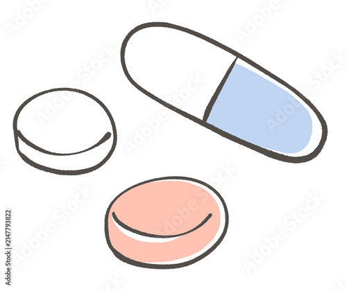 薬のイラスト　錠剤とカプセル
